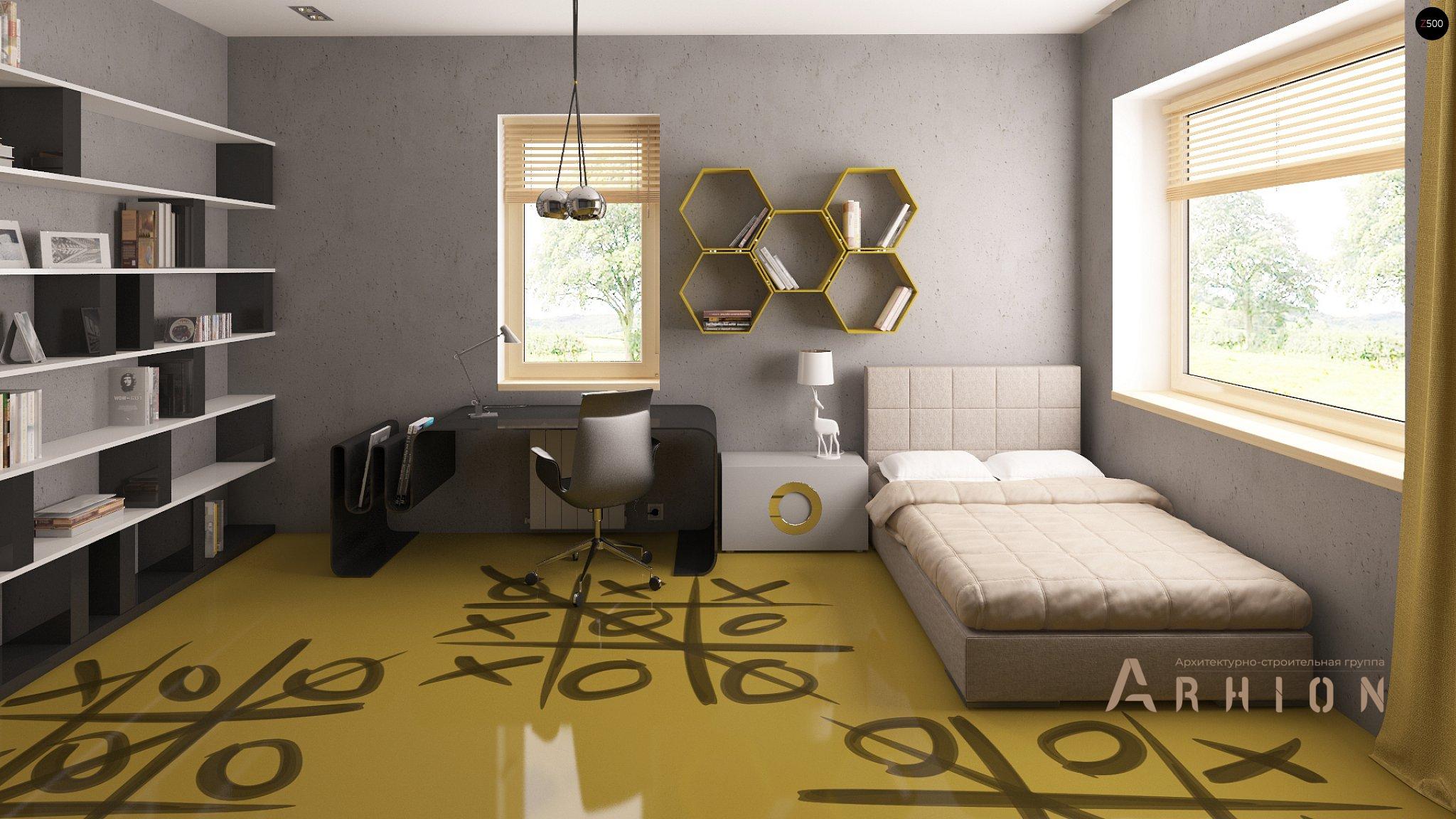 12. Проект одноэтажного дома в современном стиле с четырехскатной, Z200 k, площадью - 166 кв c терассой, гаражом, эркером